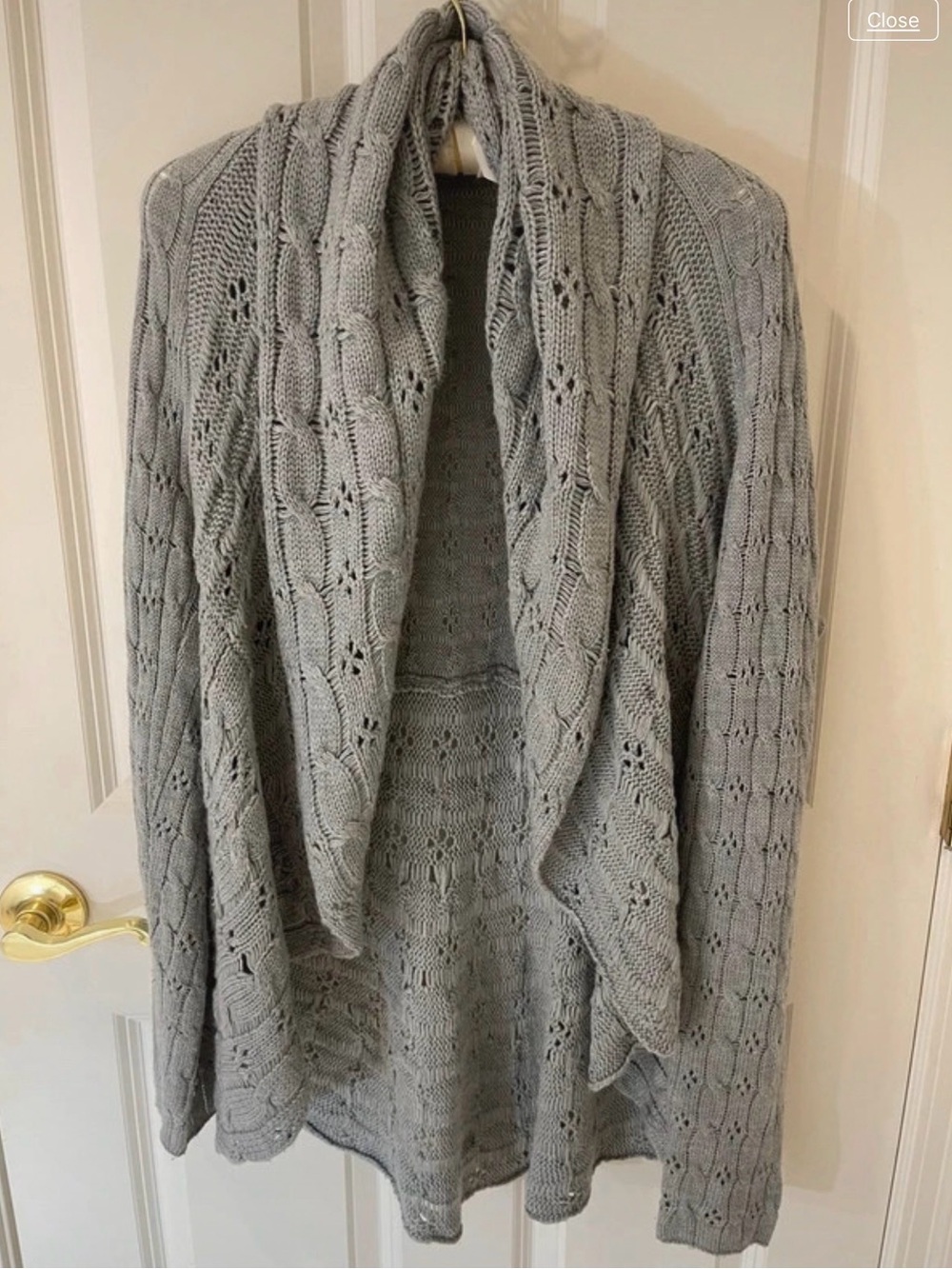 Apt. 9 Light Gray Open-Front Cable Knit Cardigan